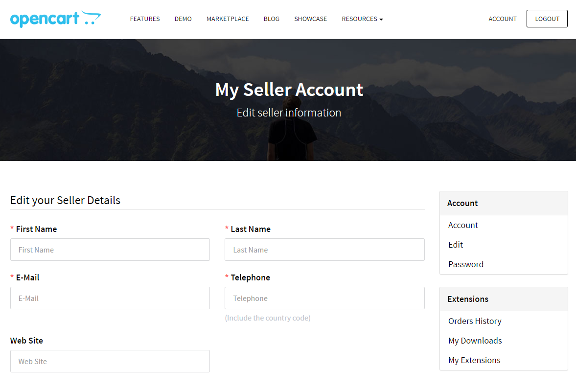 OpenCart - My Seller account